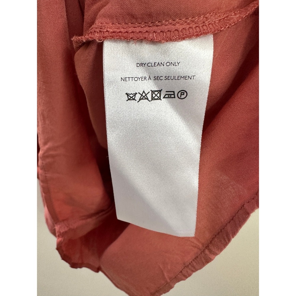 Anthropologie Tie-Front Wrap Mini Dress Size 8 Rust Viscose Linen 3/4 Sleeves - Picture 8 of 16